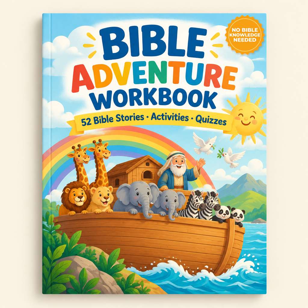 Bible Adventure Workbook - 52 Bible stories, activities and quizzes - No Bible knowledge needed