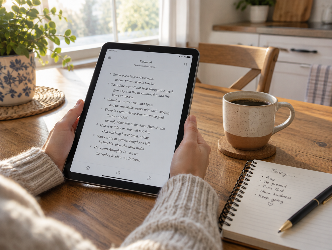 Reading the Bible on a tablet