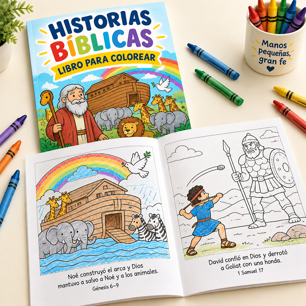 Libro para Colorear de Historias Bíblicas (+30 escenas)