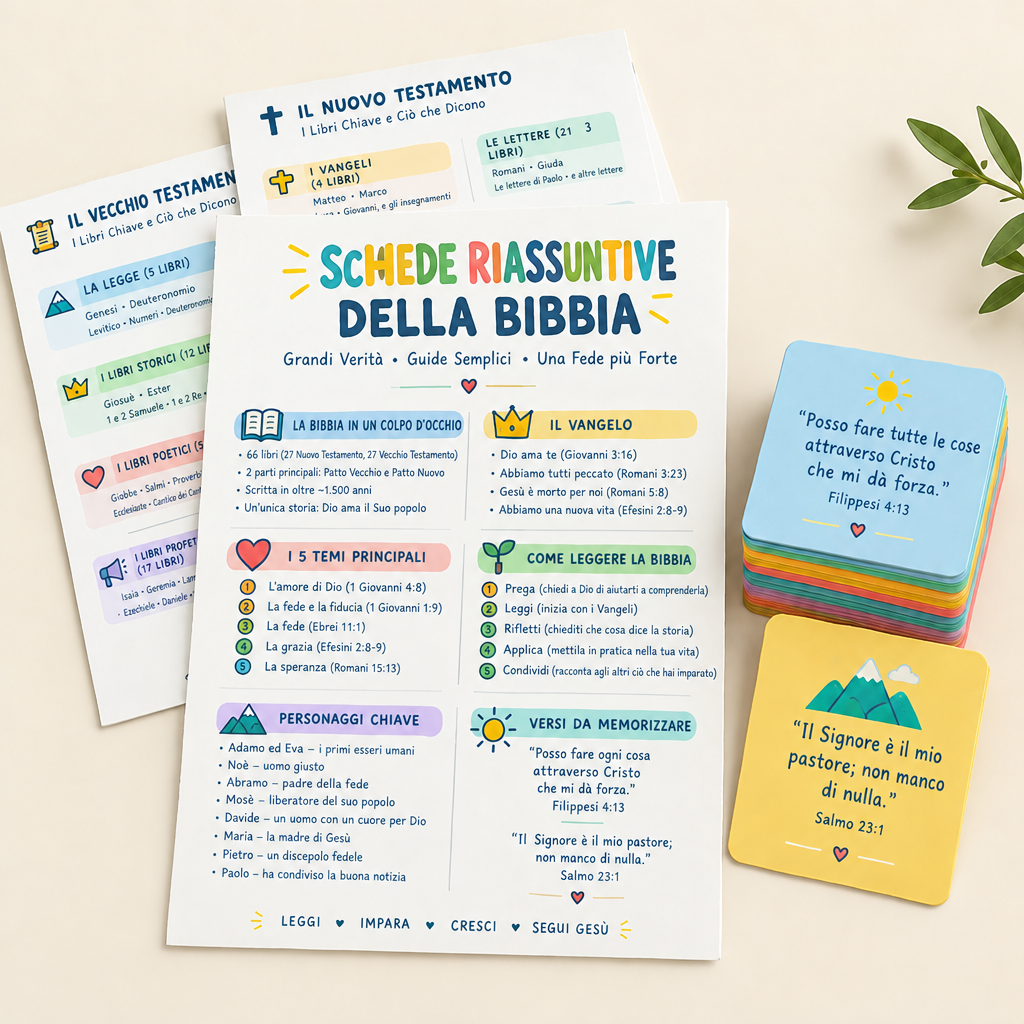 Schede Riassuntive della Bibbia + 25 Carte dei Versetti