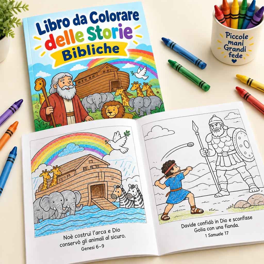 Libro da Colorare delle Storie Bibliche (30+ storie)