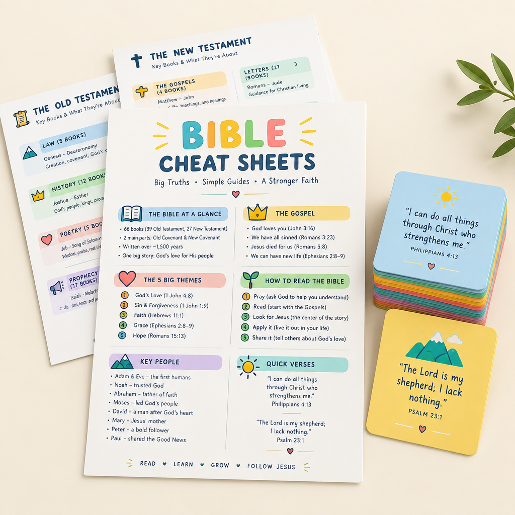 Bible cheat sheets and verse cards
